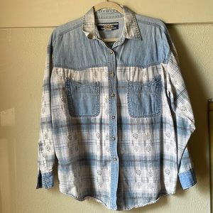 Vintage Public Clothing Company patchwork long sleeve cotton button down